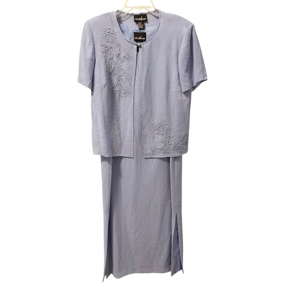 Positive Attitude Womens 2-Piece Light Blue Dress Set With Beading Embellishment - Picture 6 of 12